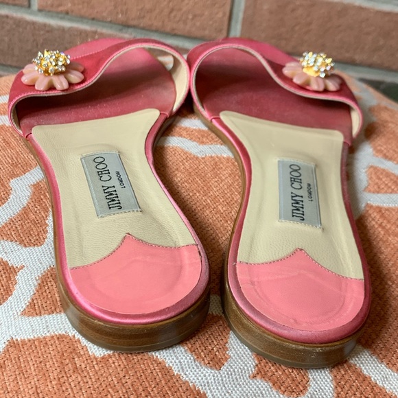 SOLD Jimmy Choo pink crystal flower slides - Picture 5 of 12